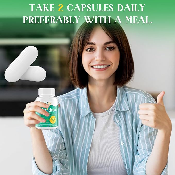 15-in-1 Detox Binder, Activated Charcoal, Zeolite & Bentonite Clay, Chlorella, 1500 MG Detox Supplement Maximum Absorbent, Liver Gut Digestive Detox Cleanse, 360 Vegan Capsules