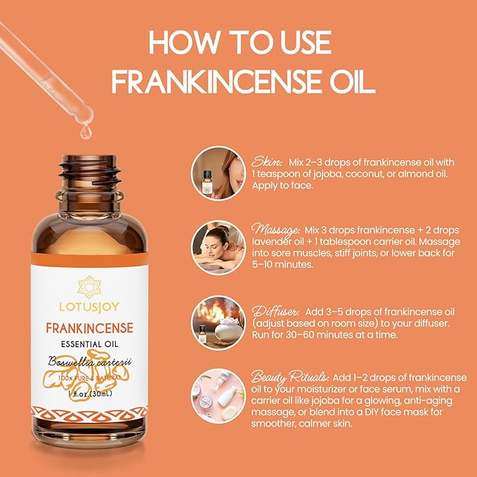 Frankincense and Myrrh Essential Oil, 100% Pure Natural, for Diffuser, Skin Care, Meditation, and Relaxation, Combo Set with Roller Bottle - 2 Oz