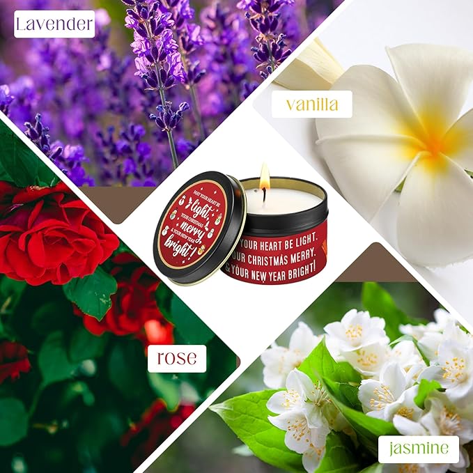 12 Pcs Christmas Scented Candles Gift for Women Aromatherapy Candle for Home Bulk Scented 3 oz Soy Wax Birthday Gift Christmas Presents for Mother Friend Wife Sister Xmas Decoration