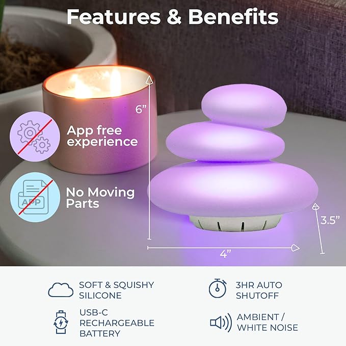 Mindsight 'Breathing Buddha' Guided Visual Meditation Tool for Mindfulness | Slow Your Breathing & Calm Your Mind for Stress & Anxiety Relief | Perfect for Adults & Kids (Multicolor, Pebble (Sound))