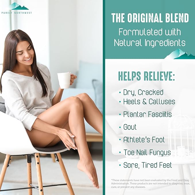 Epsom Salt Tea Tree Foot Soak-Toenail Repair, Softens Thick Calluses & Corns, Stubborn Foot Odor, Athletes Foot Burning & Itching, Damaged Discolored Nails: Purely Northwest USA 16 ounces/1Lb