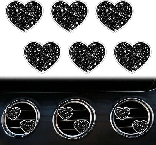 6 Pcs Heart Air Vent Clips, Cute Car Air Fresheners & Decor, Black