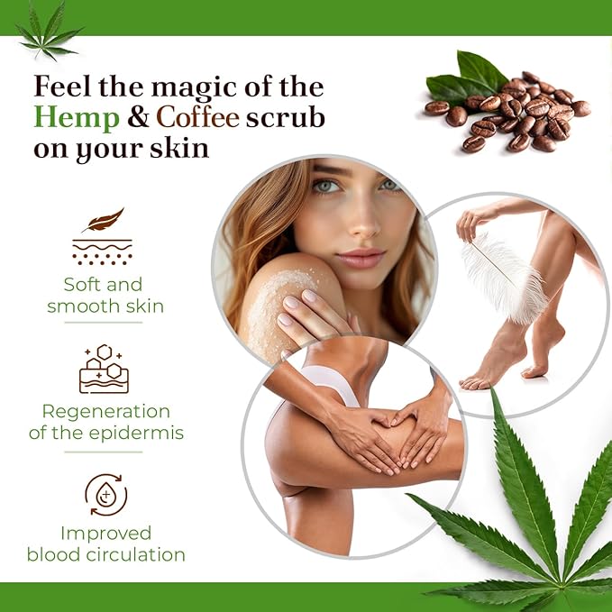 Natural Therapy Hemp & Coffee Salt Scrub – Exfoliating Body Scrub for Women – Moisturizing and Nourishing Skin – with Pure Oils and Dead Sea Minerals (23.28 Oz)