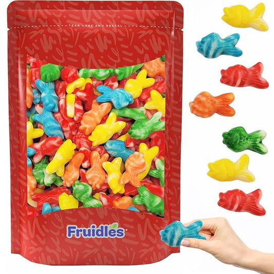 Fruidles Assorted Swirly Gummi Fish Candy, Delicious Fruit Flavors Gummies (2 Pounds)