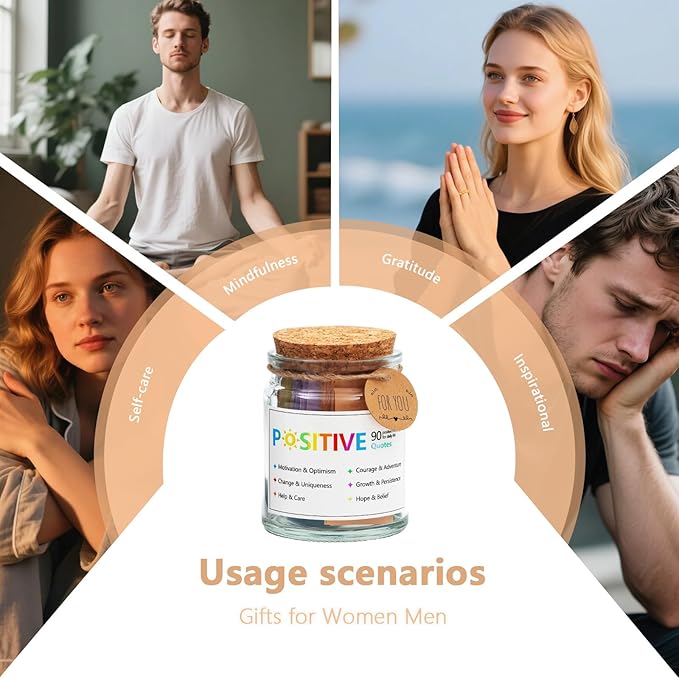 Positive Affirmations Jar,Positive Affirmation Cards for Women,Inspirational Encouragement Cards,Thoughtful Birthday Gifts for Women Men Friends Teens Kids,Motivational Desk Decor for Coworkers Boss