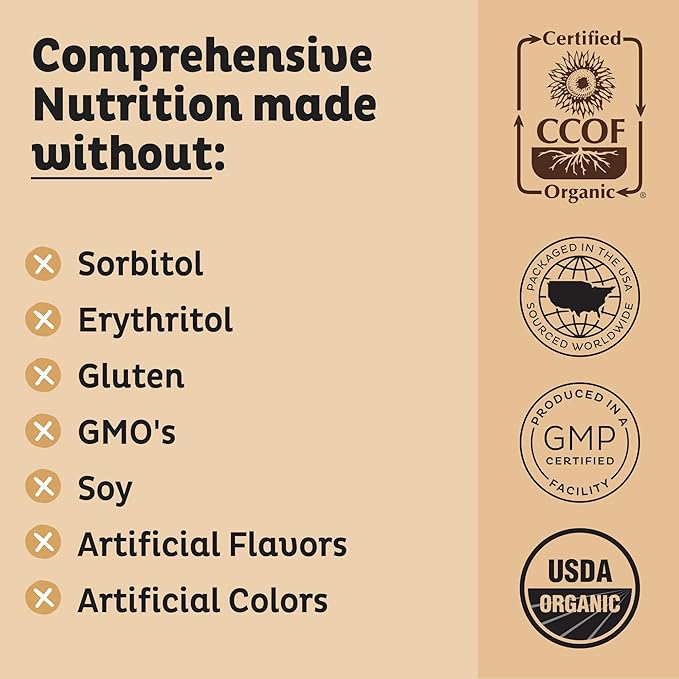 KOS Vegan Protein Powder, Chocolate Peanut Butter - Low Carb Pea Protein Blend, USDA Organic Superfood with Vitamins & Minerals - Keto, Soy, Dairy Free - Meal Replacement for Women & Men - 10 Servings