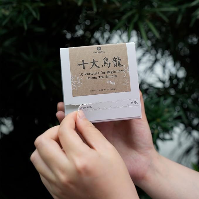 iTeaworld Oolong Tea Collection – Top 10 Classic Oolong Tea Sampler, Chinese Original Leaf Pressed Tea Cakes, 10 Classic Oolong Varieties, No Sugar or Additives, Boxed Beginner Tea Gift Set, 20 Individually Wrapped Mini Tea Cakes, 5g/Piece, 3.52oz