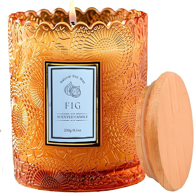 Candles Gifts for Women,Valentine's Day Gift Scented, Mother's Day, Natural Soy Candle, 8.1 oz 60 Hours Burn, Candles for Home Scented (fig)