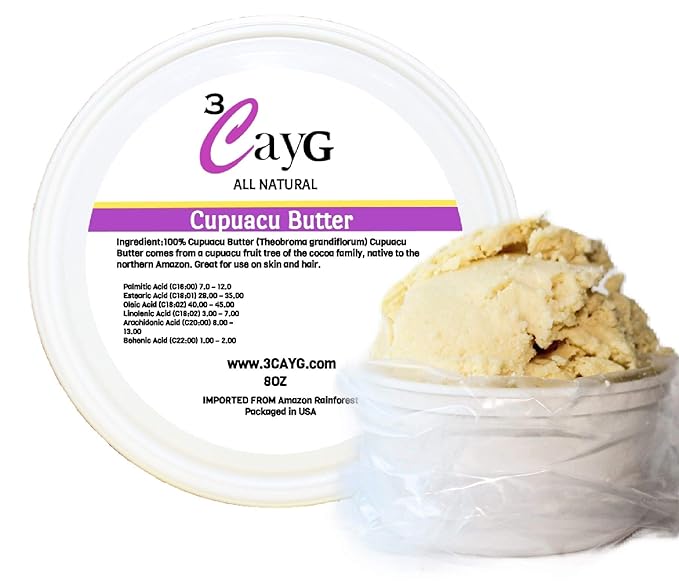 3CayG Natural Cupuacu Butter Pure and Unrefined 8oz Body Butter