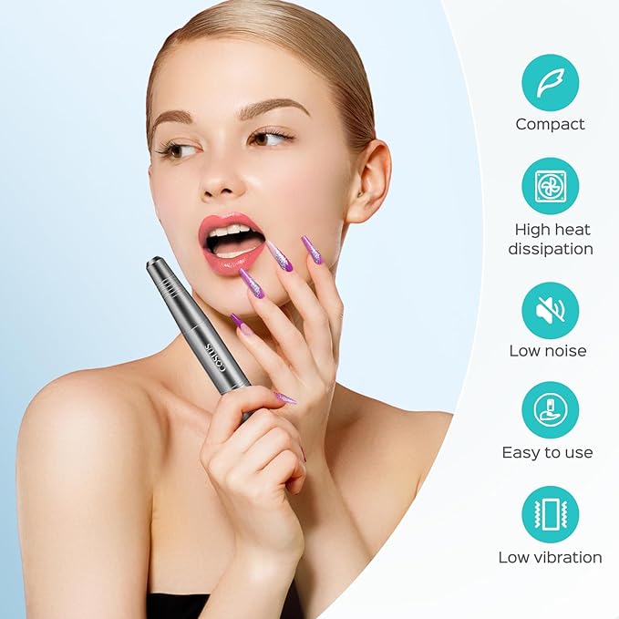 COSLUS Electric Nail Drill File Professional: for Acrylic Gel Dip Powder Nails Portable Nail Drill Machine Kit Manicure Pedicure Tools Polishing Set with Nail Drill Bits Sanding Bands