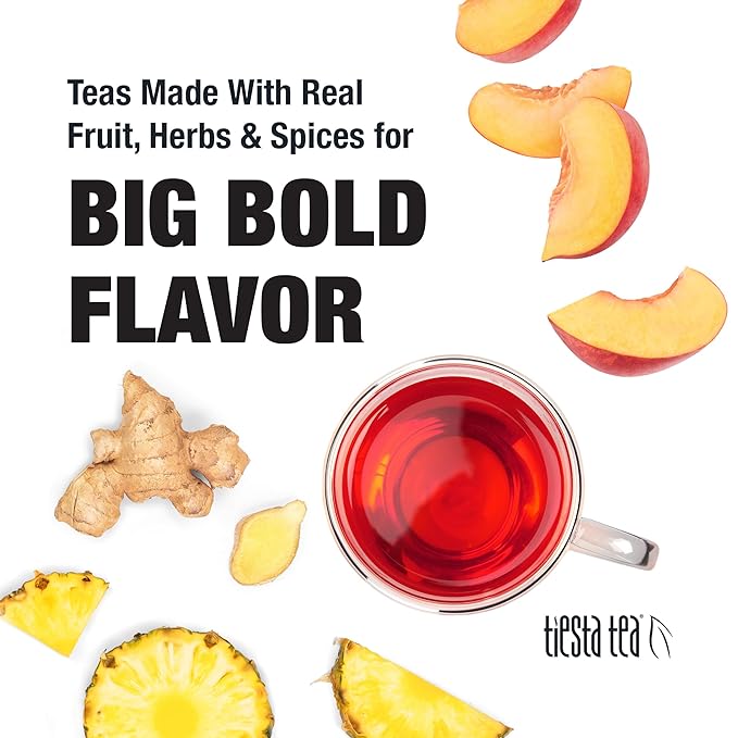 Tiesta Tea - Ginger Sweet Peach, Loose Leaf, Spicy Peach Herbal Tea, Non-Caffeinated Tranquility Blend, Bulk Herbal Leaves with Hibiscus & Cane Sugar, 25 Cups, 2.2 Ounce Resealable Pouch