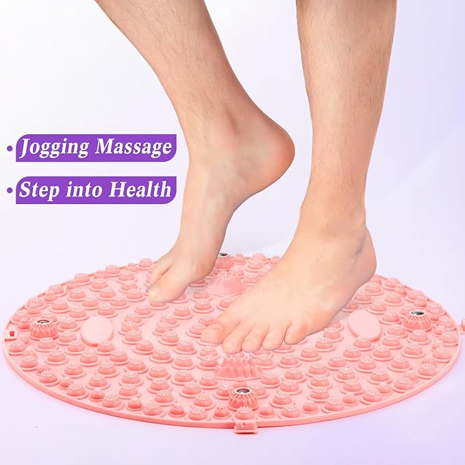 4 Pack Foot Massager Mat Foot Reflexology Pad with Magnetic Relaxation Massage Feet Pressure Point Pad Anti Fatigue Walk Stone Acupoint Mat Particle Portable Massage Tool(Purple and Pink)