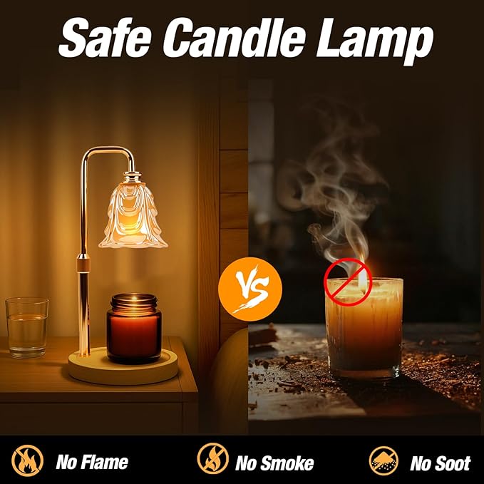 Candle Warmer Lamp with Timer and Dimmer, Electric Wax Warmers for Scented Candles with 5 Brightness Settings, Anti-Glare Lamp with Adjustable Height, Home Decor, Gift for Christmas, Birthday