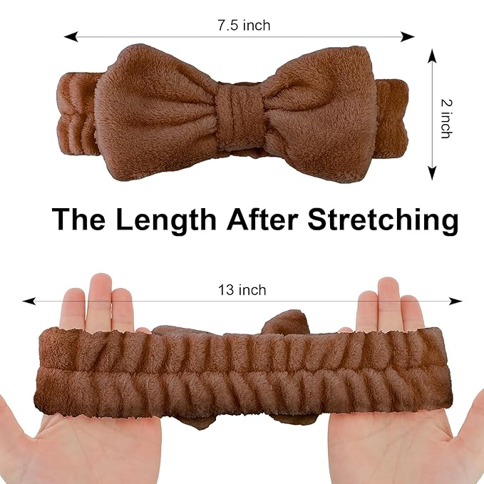 Casoty 6 Pcs Spa Headbands, Hair Holder for Washing Face, Soft Coral Fleece Microfiber Headband, Bow Hair Bands, Beauty Headbands for Face Washing Shower Skin Care Yoga