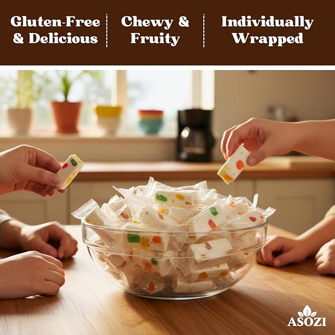 Jubes Nougat Candy with Fruity Jelly Beans 1lb Colorful Fruity Fresh Delicious Individually Wrapped Nougat Candy Treats Gluten Free 16lb by ASOZI