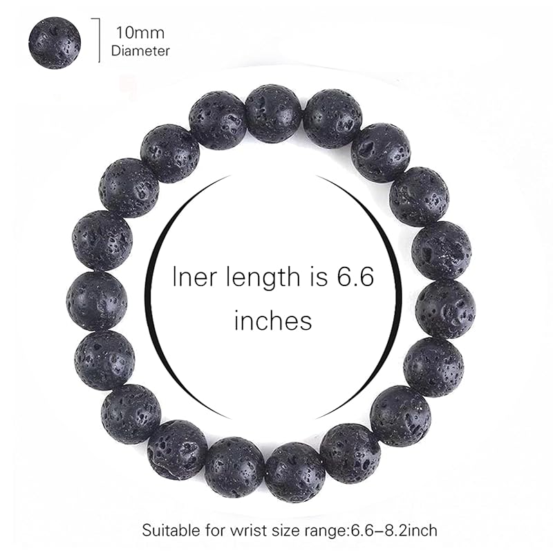 Lava Rock Protection Handmade Bracelets For Men Women Attract Wealth Chakra Feng Shui Stretchy Beaded Bracelets Lucky Anxiety Bracelets For Women (lava 3pcs)