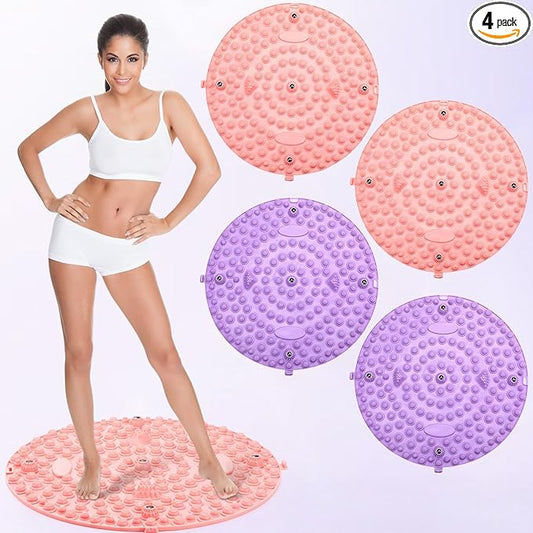 4 Pack Foot Massager Mat Foot Reflexology Pad with Magnetic Relaxation Massage Feet Pressure Point Pad Anti Fatigue Walk Stone Acupoint Mat Particle Portable Massage Tool(Purple and Pink)