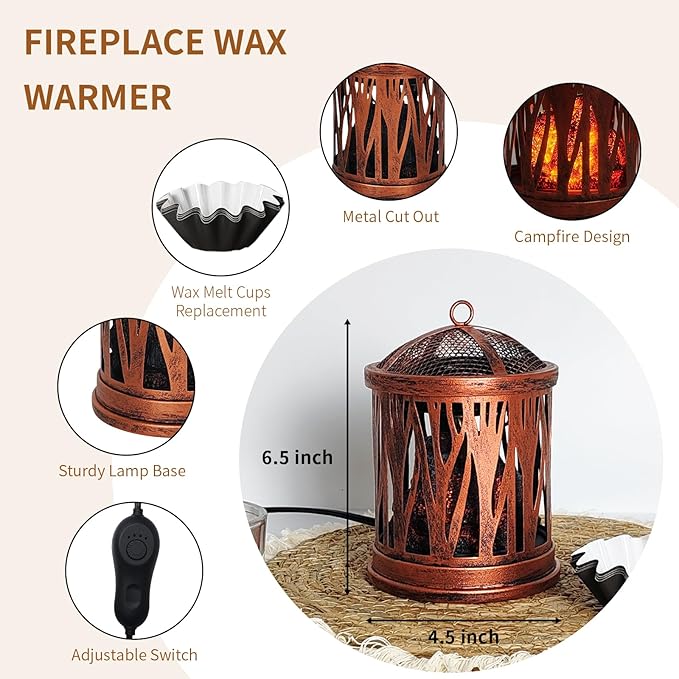 LIFFY Wax Melt Candle Warmer - Electric Melter with Lamp & Timer, Fragrance Warmer, Oil Burner, Aromatherapy Essential for Home & Office, Melt Warmer for Scented Wax Gift & Decor (Copper)