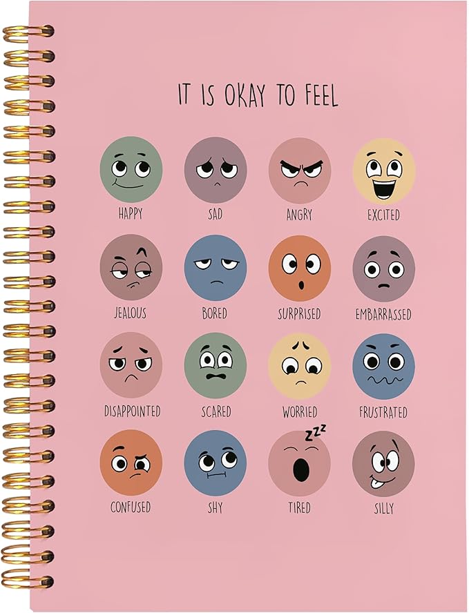 BearCake Mental Health Gifts, Therapy Journal for Mental Health,Inspirational Notebooks, It is Okay to Feel Mental Health Journal, Mental Health Journal for Women,Spiral Notebook 5.5x8.3 pink