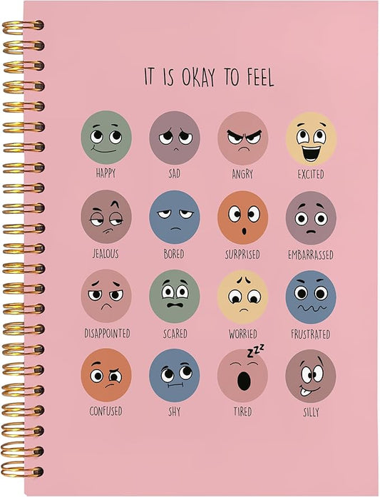 BearCake Mental Health Gifts, Therapy Journal for Mental Health,Inspirational Notebooks, It is Okay to Feel Mental Health Journal, Mental Health Journal for Women,Spiral Notebook 5.5x8.3 pink