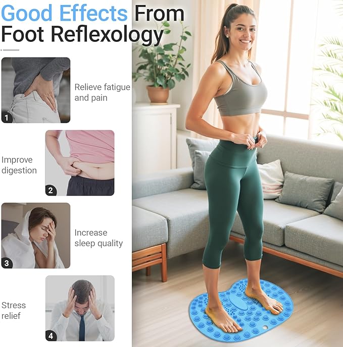 Foot Massage Mat, Big Foot Reflexology Mat with Magnetic Therapy, Foot-Shaped Acupressure Mat for Feet Relaxation, Under Desk Mat Pressure Point Mat for Pain, Fatigue and Stress Relief(Blue)