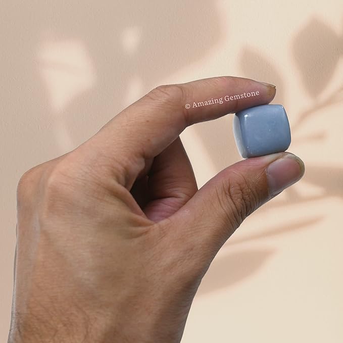 Amazing Gemstone Angelite Crystals and Healing Stones Tumbled - 1000+ Cratas, Natural Healing Stones for Energy Balance, Stress Relief - Premium Polished Gems Rocks for Meditation & Wellness