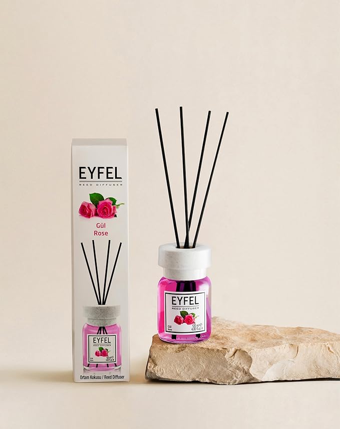 EYFEL Reed Diffusers for Home – Rose Reed Diffuser Set 4.05 fl oz Oil Diffuser Sticks, Bathroom Diffuser, Home Fragrances, Scented Sticks, Home Décor