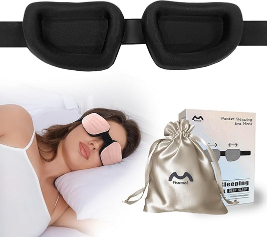 3D Sleep Mask for Side Sleeper Women Men, Eye Mask for Dry Eyes with Adjustable Eye Socket, Sleeping Mask with Cpap 100% Light Blocking for Travel