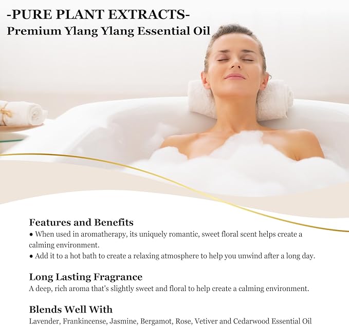 EUQEE Ylang Ylang Essential Oil 118ml with Glass Dropper, Pure Ylang Ylang Oil for Diffuser, Candle Making - 4 Fl.Oz