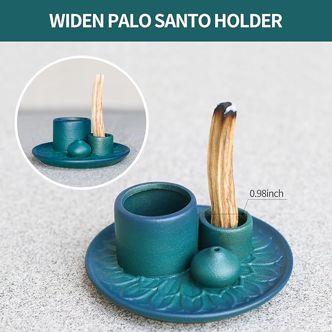 Palo Santo Sticks Holder, Multi-Purpose Handmade Ceramic Incense Burner for Palo Santo Incense Sticks, Sage Holder for Burning, Ash Catcher Tray for Meditation Yoga Room (Blue)