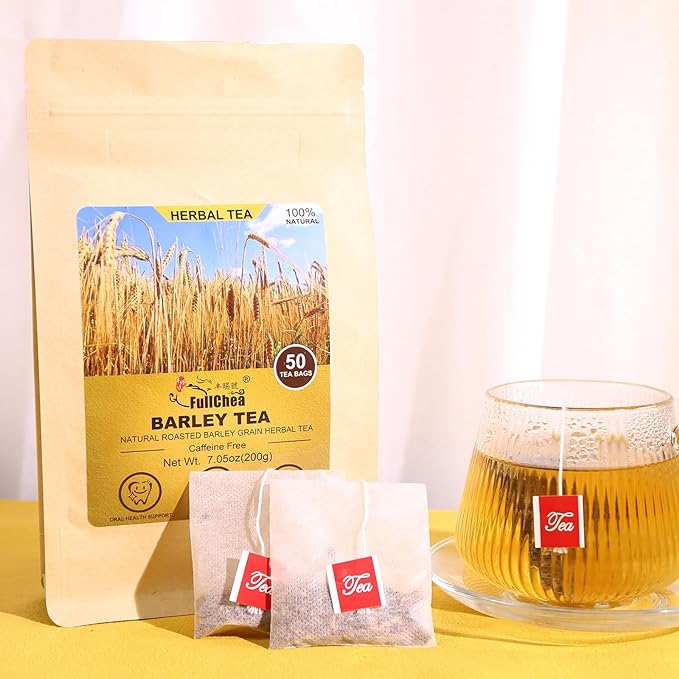 FullChea - Barley Tea, 4g X 50 Count - Premium Natural Roasted Barley Grain - Mild Baking Type - Non-GMO - Caffeine-free - Damai Cha - Digestion Support & Rich in Nutrition