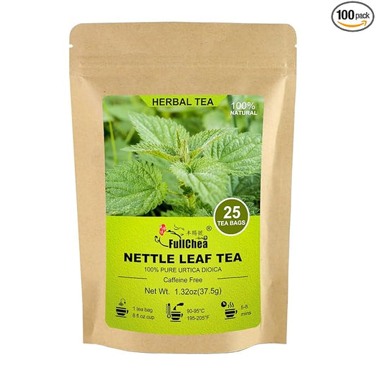 FullChea - Nettle Leaf Tea Bags, 25 Teabags, 1.5g/bag - Naturally Stinging Nettle Tea - Support Eye Health & Strengthen Bones
