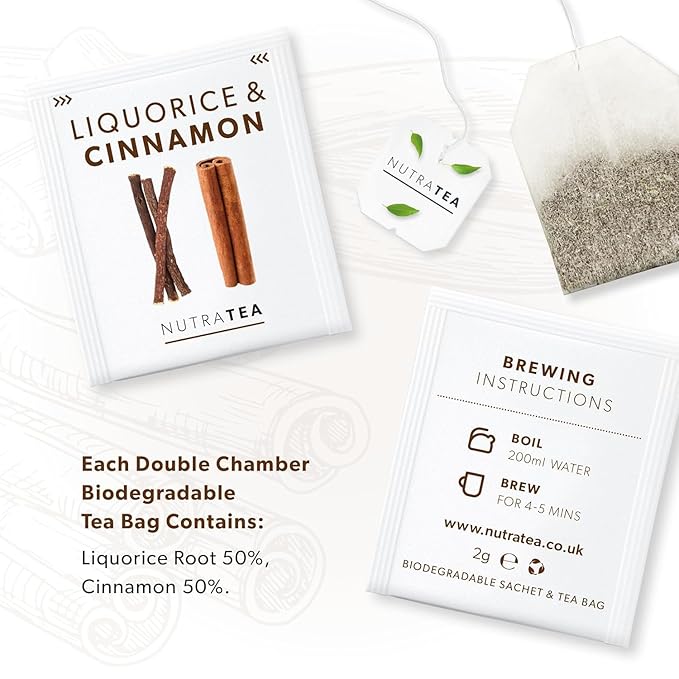 Nutra Tea - Liquorice & Cinnamon Tea | Licorice Tea | Cinnamon Tea - 40 Tea Bags - Herbal Tea - (2 Pack)