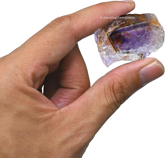 Amazing Gemstone Amethyst Chevron Raw Crystals and Healing Stones, Natural Rocks for Tumbling - DIY Raw Stones and Crystals, 2 Pieces