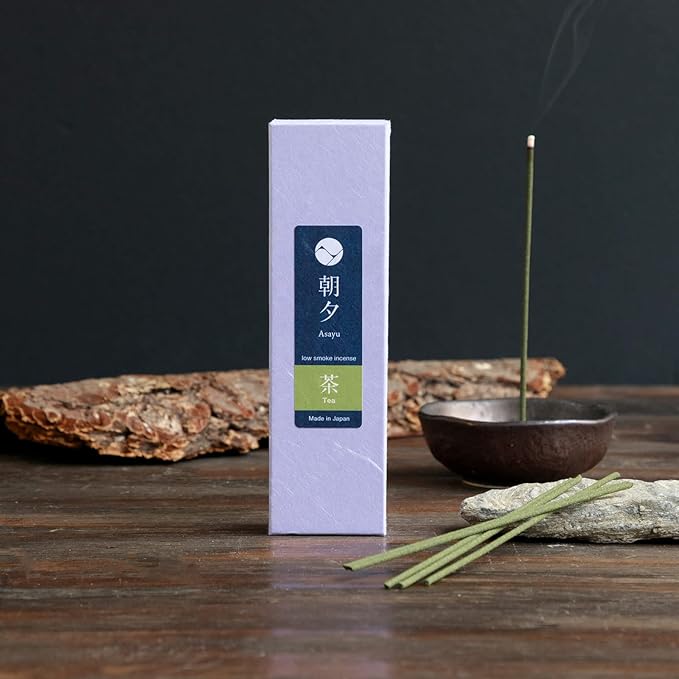 Asayu Japanese Low Smoke Green Tea Incense Sticks 20g Sample Size, 100% Made in Japan with Less Irritation, Non-Toxic Matcha Incense for Morning Energy, Yoga, Meditation or Mindfulness