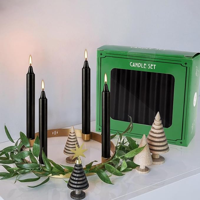 Set of 40 Black Candles – Spell Chime Candles for Halloween, Rituals, Prayer, Birthdays, Meditation, Altar - 4 Inch Tall, Unscented