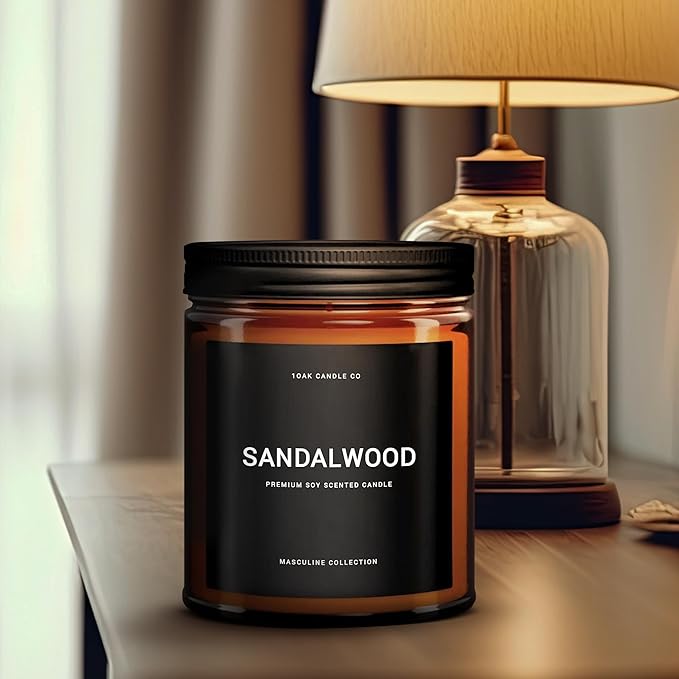 1OAK Scented Candles for Men - Sandalwood Candles - Mens Candle for Home - Masculine Candle - Long Burning Premium - Soy Wax