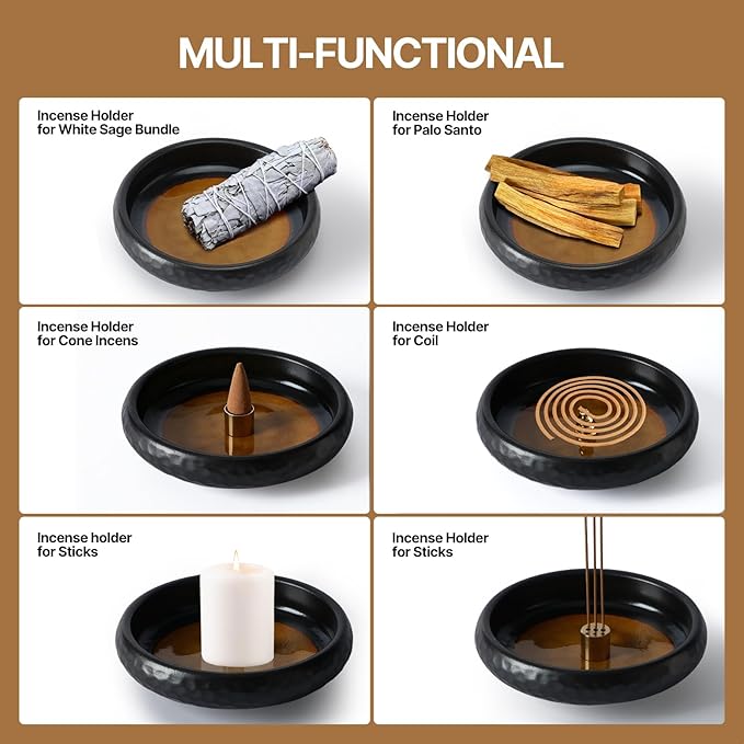 Ceramic Incense Burner,Handmade Incense Stick Incense Burner Reflux Burner,Sage, Coil Incense, Ash Catcher, Smudge Bowl for Yoga Meditation Room Décor,Crack Yellow