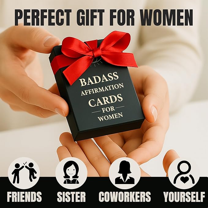 52 Positive Badass Affirmation Cards for Daily Inspiration and Mindfulness – Self Care Motivation Deck, Perfect Inspirational Gift for Women & Coworks