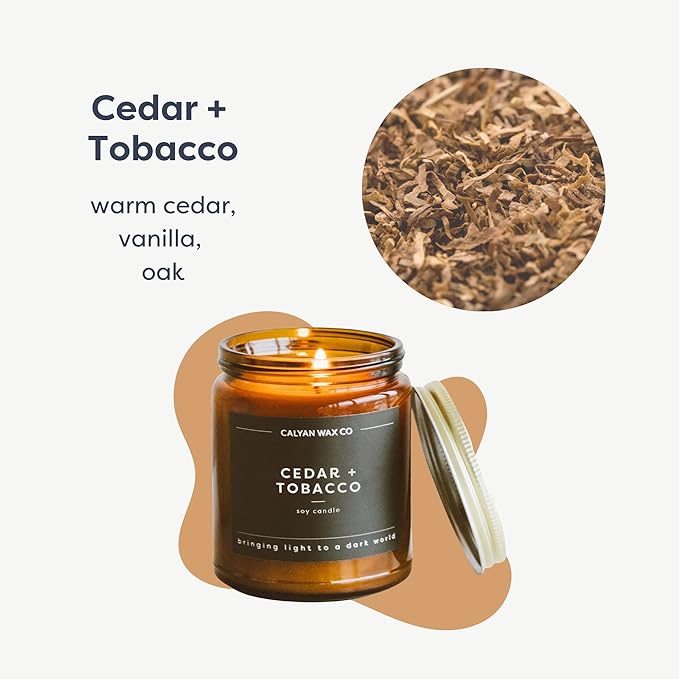 Calyan Wax Co. Scented Candle Gift Set, Candle Flight, Set of 3 Scented Candles, Non Toxic & Vegan Soy Wax, Amber Glass Jar Candles for Men, 57 Hour Burn Time, 7oz Each