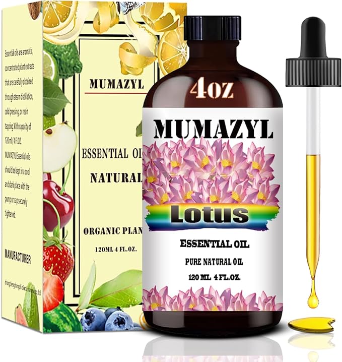 Lotus Essential Oil, Lotus Oil 4 Fl Oz 120ML for Diffuser Humidifier Yoga Cleaning DIY Candle Soap Making Essential Oils