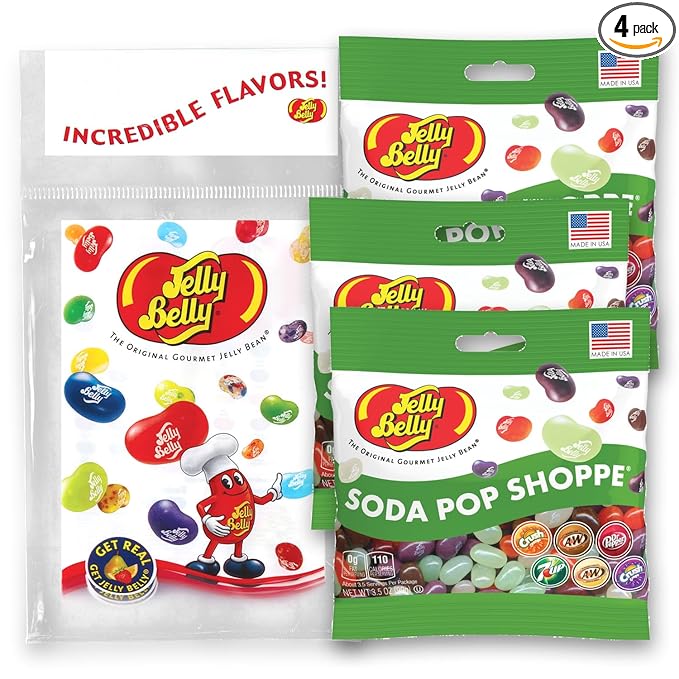 Jelly Belly Soda Pop Shoppe Jelly Beans, 3.5 oz Grab & Go Bags - Pack of 3 sold in Jelly Belly Bag