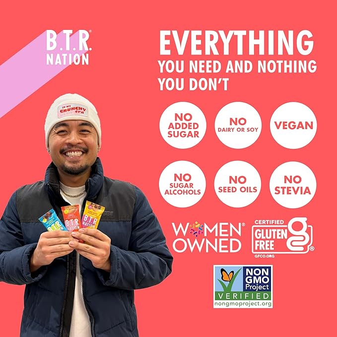 B.T.R. Nation Bar Superfood Keto Protein Bars, Plant Based Vegan Protein - | 6 pack (Sampler Pack) | Low Carb Food, Low Calorie, Gluten Free, No Sugar Alcohols, Boosted with Superfoods