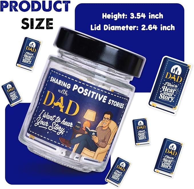 I Want to Hear Your Story, Dad- Sharing Positive Stories Jar - Unique, Sentimental Dad Gifts, Birthday Gift - Thoughtful Journal Prompts for Dad