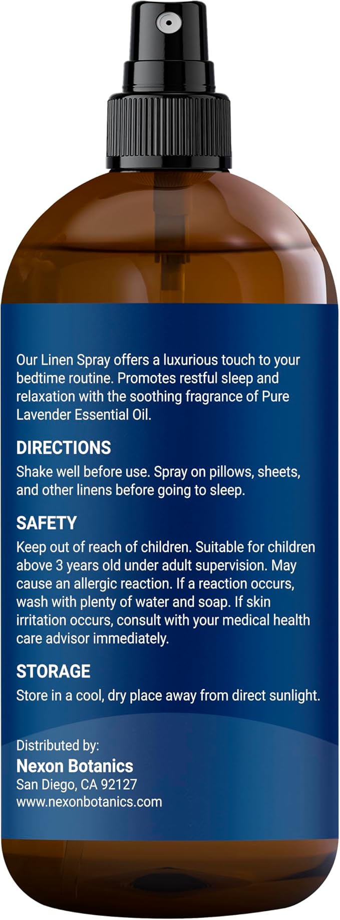 Lavender Linen Spray 8 fl oz - Refreshing Fabric Refresher & Pillow Spray for Bedding, Bed Sheets & Room - Soothing Room Mist - Nexon Botanics