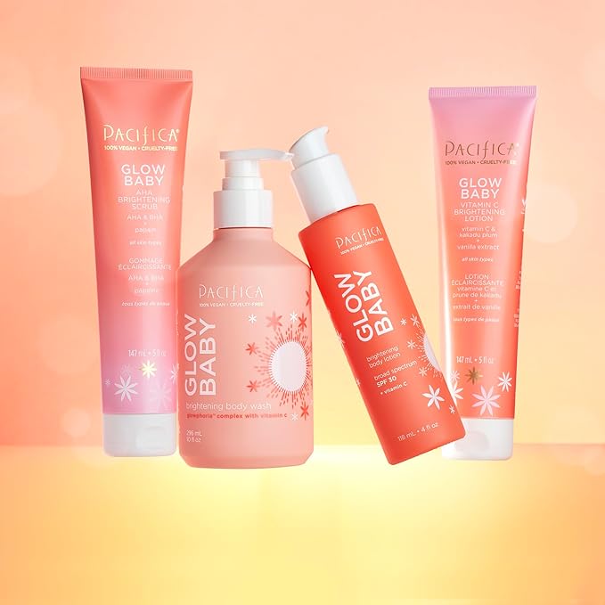 Pacifica Body Lotion Glow Baby Vitamin C Moisturizer - for Skin Brightening - w/Superfood Plant Extracts & Vitamin C & E Care Clean Beauty Vegan & Cruelty-Free Dermatologist Tested