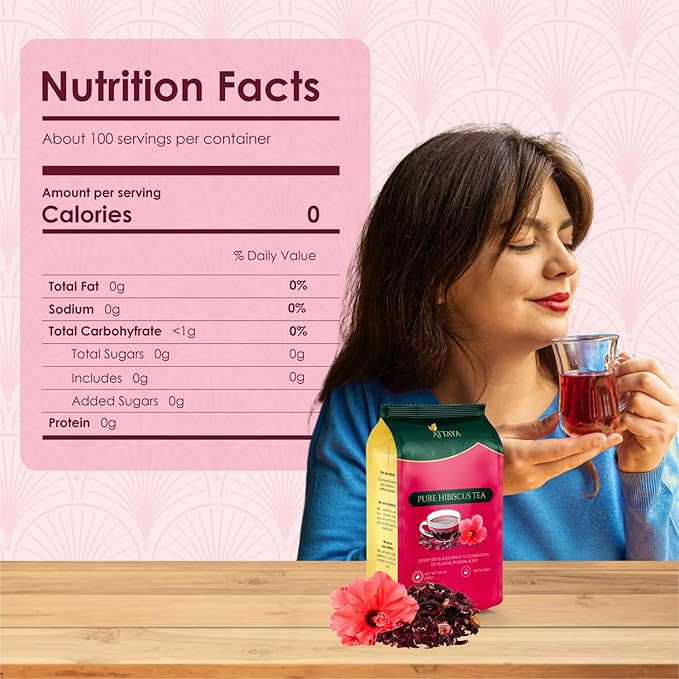 Attaya Pure Hibiscus Tea Bags, 100 Count: Premium Herbal Tea, Eco-Friendly Tea Bags, Caffeine-Free, Non-GMO, No Sugar. Hibiscus is directly sourced from Nigeria.