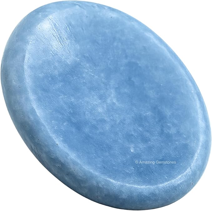 Amazing Gemstone Blue Calcite Worry Stone Crystals and Healing Stones - Worry Stones for Stress Relief Gifts - Piedra Crystal Fidget for Meditation - Unique Stocking Stuffers and Birthday Gifts