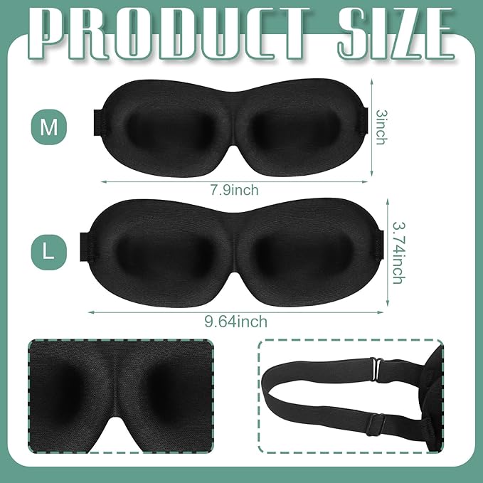 8 Pcs Sleep Eye Mask 3D Contoured Eye Mask Blackout Eye Covers for Sleeping with Adjustable Strap Block Out Light Night Blindfolds Soft Comfy Eye Shade for Women Men(Medium,Fresh Colors)