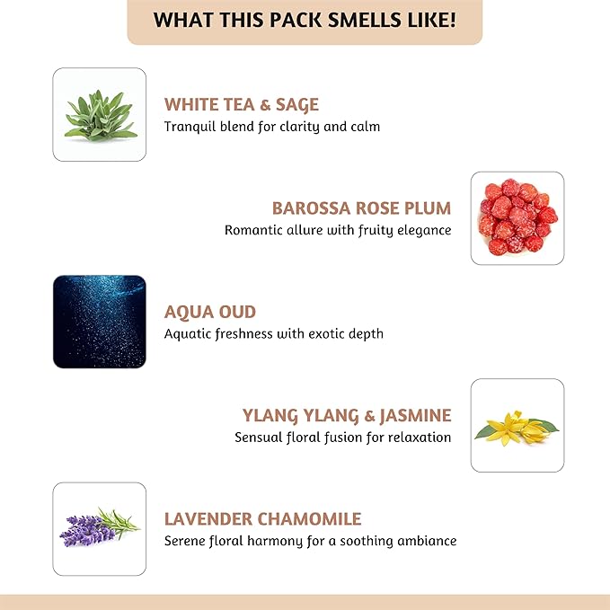 Folkulture Wax Melts | Strong Scented Set of 5 Fragrance Melts (30pc) | Candle Warmer or Soy Wax Melt for Warmer | Scented Cubes for Gifts for Women | Soy Wax for Warmers